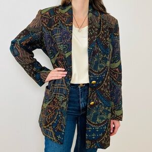 Vintage tapestry blazer jacket paisley boho